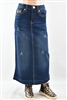 RK-88009KB Dk.Indigo Wash girls long skirt