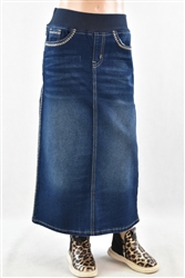 RK-89084K Dk.Indigo Wash girls Long skirt