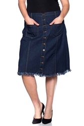 SG-76161 Dk.Indigo middle length skirt