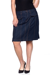 SG-76163X Dk.Indigo middle length skirt