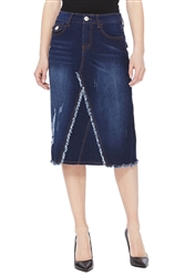 SG-76333E Dark Indigo middle length skirt