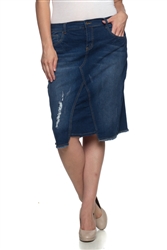 SG-76335X Indigo Wash middle length skirt