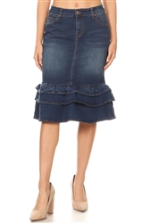 SG-76395A Indigo Wash middle length skirt