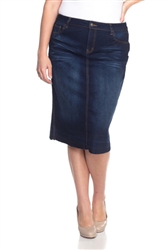 SG-76415XG-Dk.Indigo calf length skirt