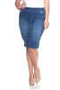 SG-77104XABndigo Wash middle length skirt