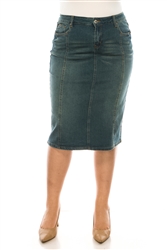 SG-77105XE Vintage Wash Calf length skirt