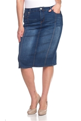 SG-77105XJ Indigo Calf length skirt