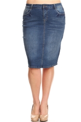 SG-77106XA Indigo Wash middle length skirt