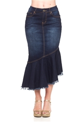 SG-77113B Dk.Indigo long skirt