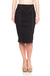 SG-77116 Black middle length skirt