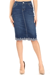 SG-77227E Indigo Wash middle length skirt