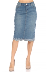 SG-77227F Vintage Wash middle length skirt