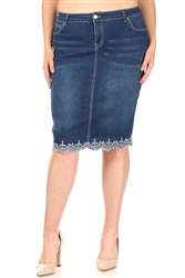 SG-77227XH Indigo Wash middle length skirt
