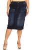SG-77239XAC Dk.Indigo Calf length skirt