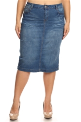 SG-77239XY Indigo Wash Calf length skirt