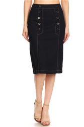 SG-77246 Dk.Indigo middle length skirt
