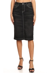 SG-77247 Black middle length skirt