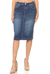 SG-77247D Indigo Wash middle length skirt