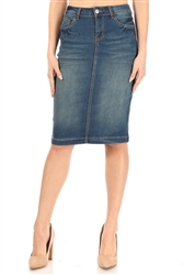 SG-77247F Vintage Wash middle length skirt