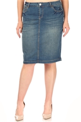 SG-77247XF Vintage Wash middle length skirt