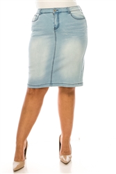 SG-77247XG Lt.Indigo Wash middle length skirt