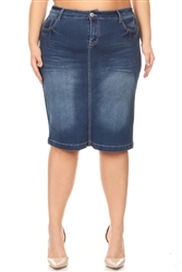 SG-77247XH Indigo Wash middle length skirt