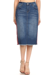 SG-77316 Indigo Wash middle length skirt