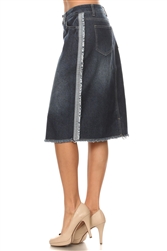 SG-77351 Dk.Indigo Wash middle length skirt