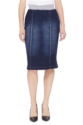 SG-77355 Dk.Indigo middle length skirt