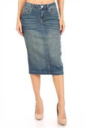 SG-77368E Vintage Wash calf length skirt