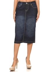 SG-77368G Dk.Indigo Wash calf length skirt