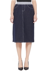 SG-77372 Dk.Indigo calf length skirt