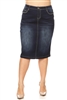 SG-77410XG Dk.Indigo Wash calf length skirt