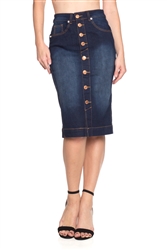 SG-77426F Dk.Indigo Wash middle length skirt