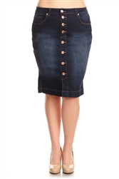 SG-77426XF Dk.Indigo Wash middle length skirt