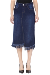 SG-77463 Dark Indigo calf length skirt