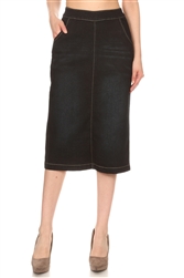 SG-77482 Black Wash calf length skirt