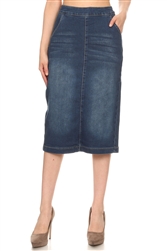 SG-77482B Indigo Wash calf length skirt