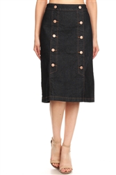 SG-77483 Black middle length skirt