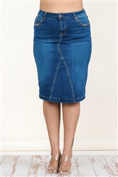 SG-77508XA Indigo Wash middle length skirt