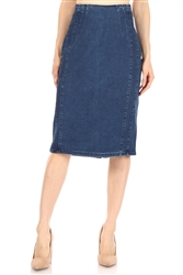 SG-77514 Med Indigo middle length skirt