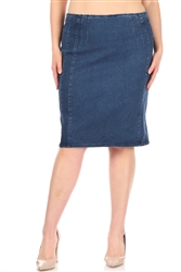 SG-77514X Med Indigo middle length skirt