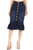 SG-77531B Dk.Indigo Wash calf length skirt