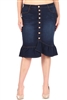 SG-77531XB Dk.Indigo Wash calf length skirt