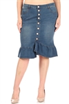SG-77531XB Vintage Wash calf length skirt