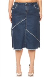 SG-77537X Indigo calf length skirt