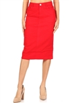 SG-77546C Fire Red calf length skirt