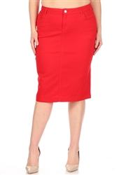 SG-77546XC Fire Red calf length skirt