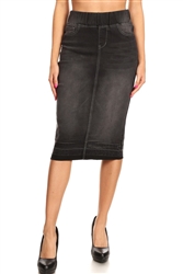 SG-77557C Black Wash calf length skirt