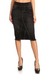 SG-77560D Black Wash middle length skirt